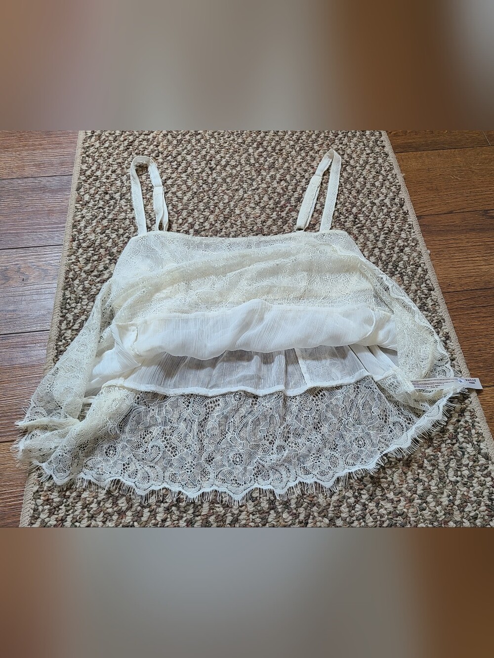 Intimately Free People Lace Tiered Offwhite Cami Top Medium - Picture 10 of 12